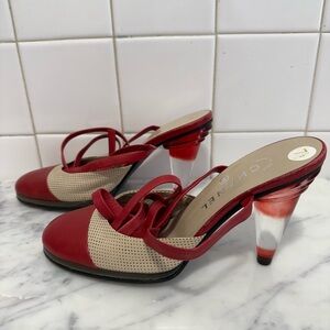 Chic Red and Cream Women's Heels